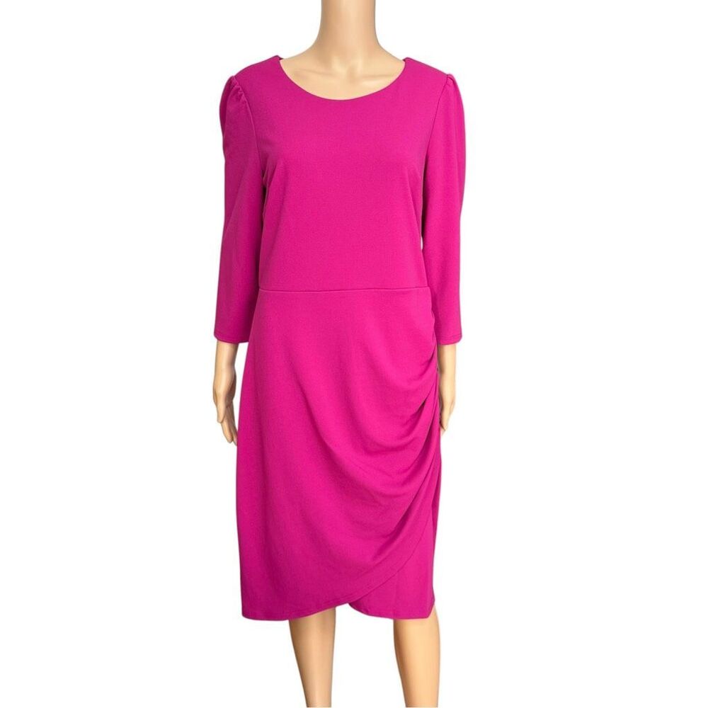 Tahari ASL Wild Berry Dress draped bottom 3/4 Sleeves size 10 NWT